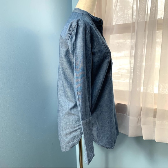 J. Crew Classic-fit Chambray Tuxedo Popover Shirt - Picture 7 of 9